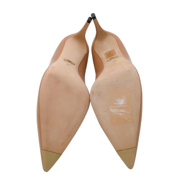 GUCCI BEIGE EMBELLISHED GG POINTED TOE LEATHER PUMPS - Picture 7 of 8